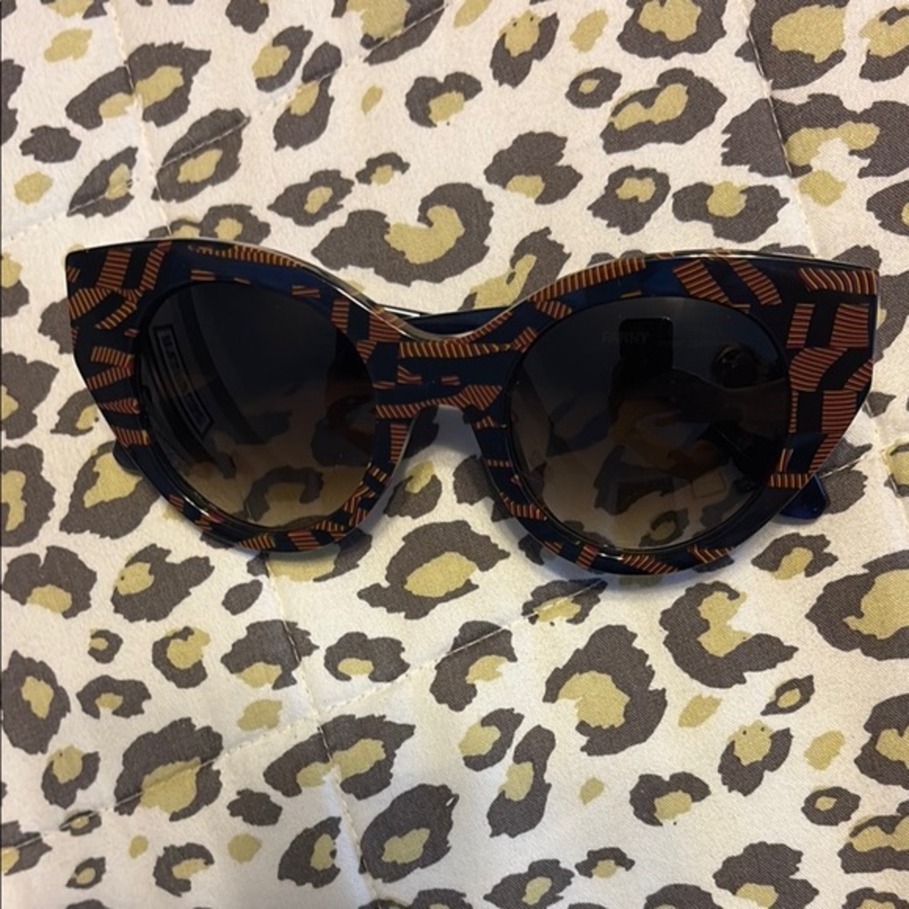 brown and blue sunglasses